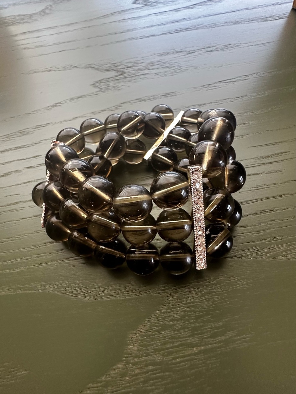 Smoky Quartz-tone Beaded Stretch Bracelet